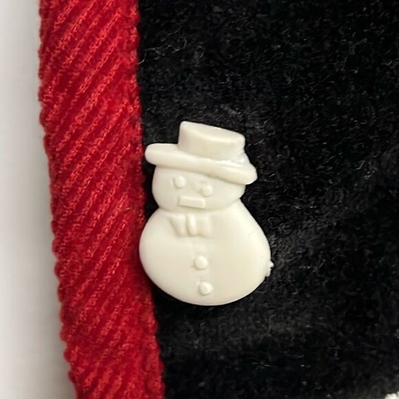 TanTrums Vintage Black Button Up Snowman Tree Snowflake Vest- Large - Picture 11 of 16